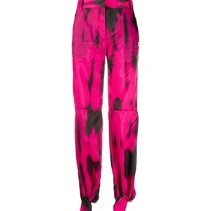 Authentic Tie dye off-white high waist straight leg trousers